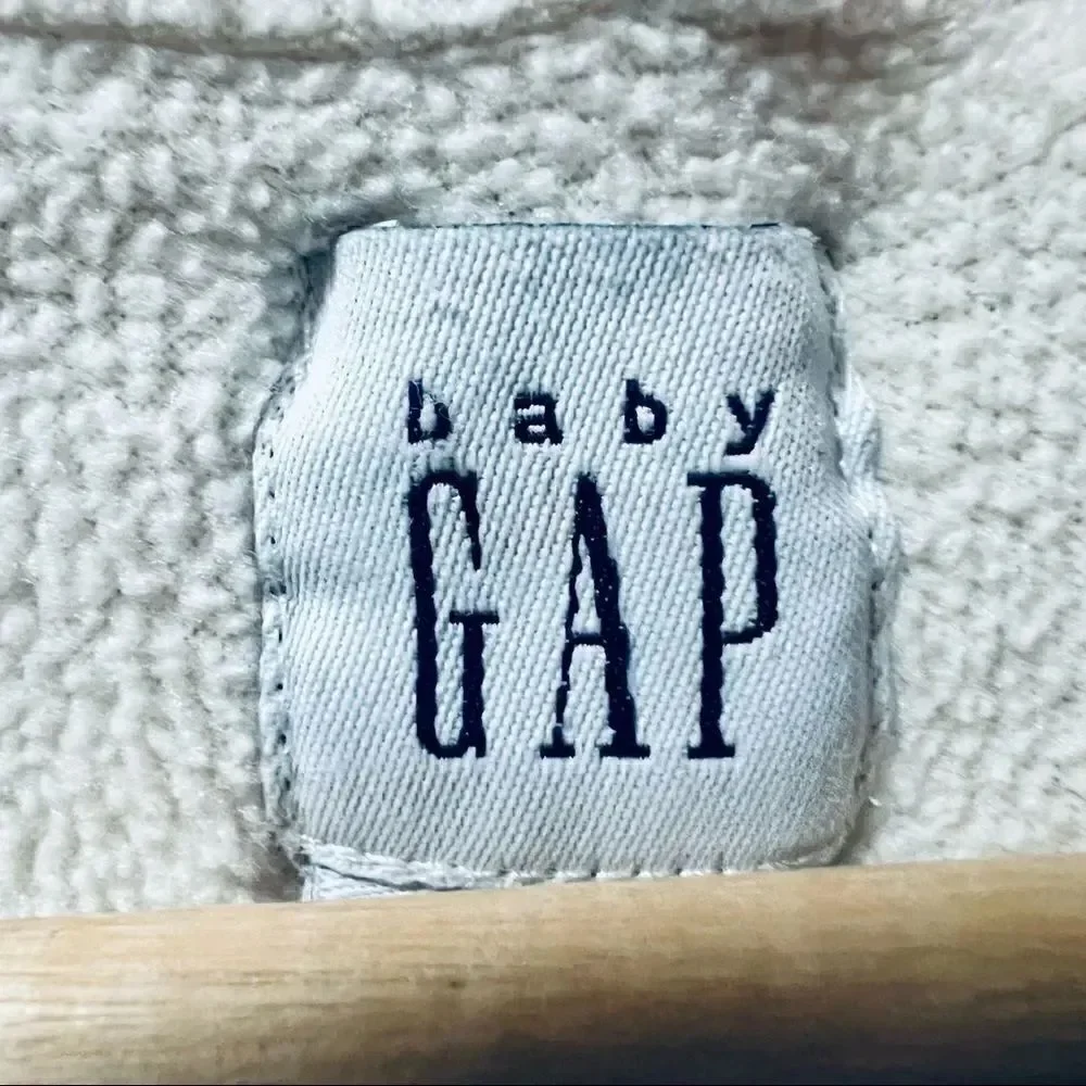 Baby Gap cream white cable knit full zip fleece lined hood sweater jacket coat 4